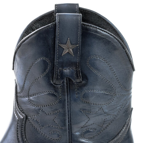 Mayura Boots 2374 Vintage Marine Blauw/ Dames Cowboy fashion Enkellaars Spitse Neus Western Hak Echt Leer