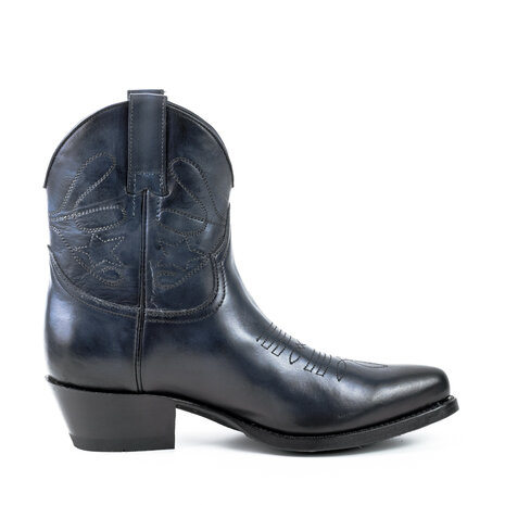 Mayura Boots 2374 Vintage Marine Blauw/ Dames Cowboy fashion Enkellaars Spitse Neus Western Hak Echt Leer