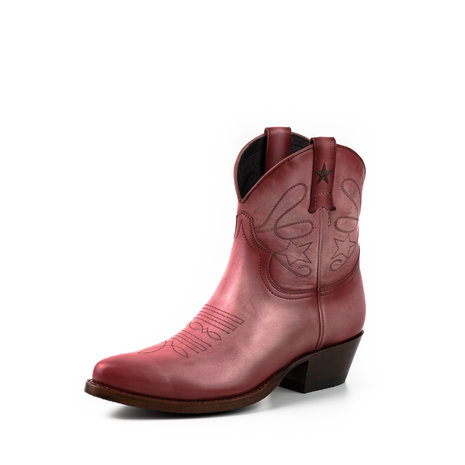 Mayura Boots 2374 Vintage Roze/ Dames Cowboy fashion Enkellaars Spitse Neus Western Hak Echt Leer