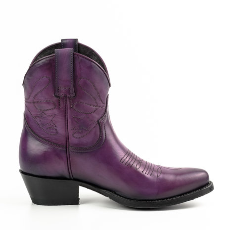 Mayura Boots 2374 Vintage Paars/ Dames Cowboy fashion Enkellaars Spitse Neus Western Hak Echt Leer