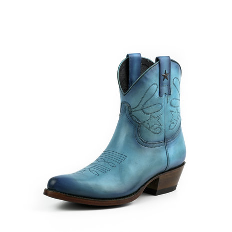 Mayura Boots 2374 Vintage Turquoise/ Dames Cowboy fashion Enkellaars Spitse Neus Western Hak Echt Leer