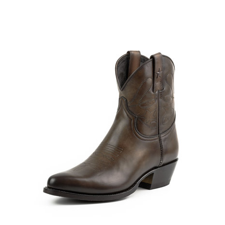 Mayura Boots 2374 Vintage Donker Bruin/ Dames Cowboy fashion Enkellaars Spitse Neus Western Hak Echt Leer