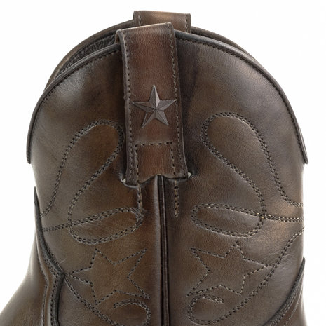 Mayura Boots 2374 Vintage Donker Bruin/ Dames Cowboy fashion Enkellaars Spitse Neus Western Hak Echt Leer