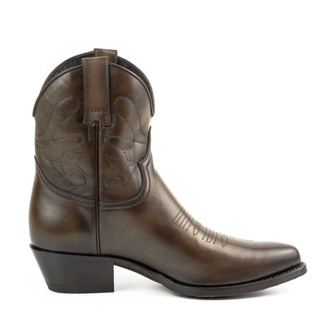 Mayura Boots 2374 Vintage Donker Bruin/ Dames Cowboy fashion Enkellaars Spitse Neus Western Hak Echt Leer