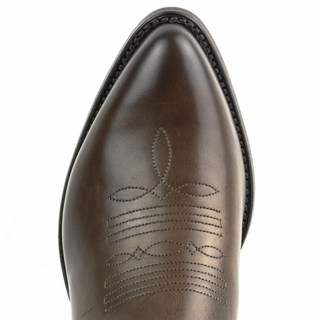 Mayura Boots 2374 Vintage Donker Bruin/ Dames Cowboy fashion Enkellaars Spitse Neus Western Hak Echt Leer