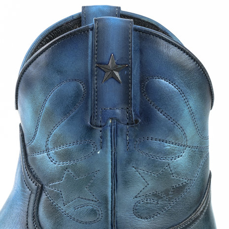 Mayura Boots 2374 Vintage Blauw/ Dames Cowboy fashion Enkellaars Spitse Neus Western Hak Echt Leer
