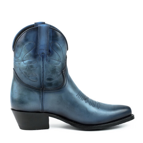 Mayura Boots 2374 Vintage Blauw/ Dames Cowboy fashion Enkellaars Spitse Neus Western Hak Echt Leer