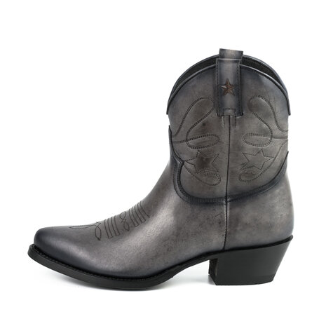 Mayura Boots 2374 Vintage Grijs/ Dames Cowboy fashion Enkellaars Spitse Neus Western Hak Echt Leer