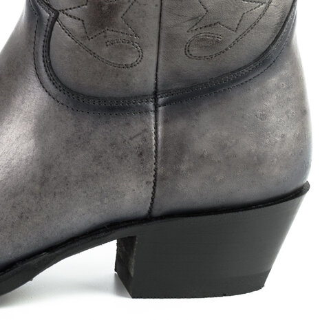 Mayura Boots 2374 Vintage Grijs/ Dames Cowboy fashion Enkellaars Spitse Neus Western Hak Echt Leer