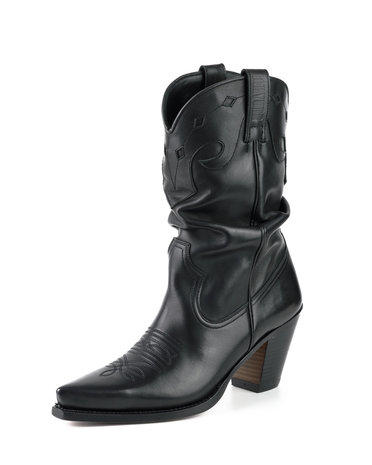 Mayura Boots 1952 Zwart/ Western Fashion Dames Spitse Cowboylaarzen Hoge Hak Gezakte Schacht Soepel Leer