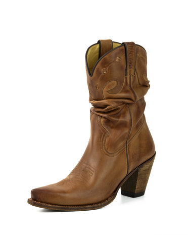 Mayura Boots 1952 Bruin/ Western Fashion Dames Spitse Cowboylaarzen Hoge Hak Gezakte Schacht Soepel Leer