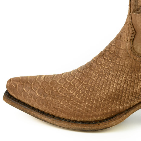 Mayura Boots Alabama 2524 Cognac Lavado/ Dames Westernlaars Pythonprint Spitse Neus 5 cm Hak Hoge Schacht Echt Leer