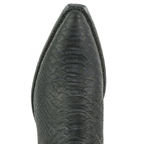 Mayura Boots Alabama 2524 Zwart Lavado/ Dames Westernlaars Pythonprint Spitse Neus 5 cm Hak Hoge Schacht Echt Leer