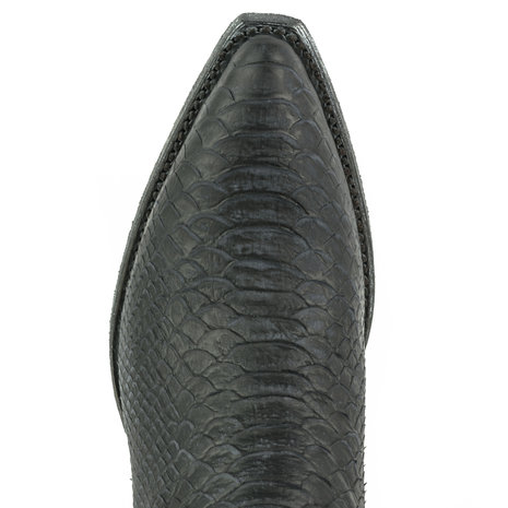 Mayura Boots Alabama 2524 Zwart Lavado/ Dames Westernlaars Pythonprint Spitse Neus 5 cm Hak Hoge Schacht Echt Leer Bovenaanzich