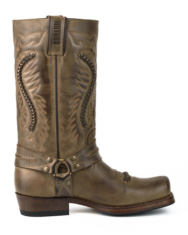 Mayura Boots 02 Bruin/ Biker Western Dames Heren laarzen Vierkante Neus Vast Spoor Vlechtwerk Oliebestendige Zool