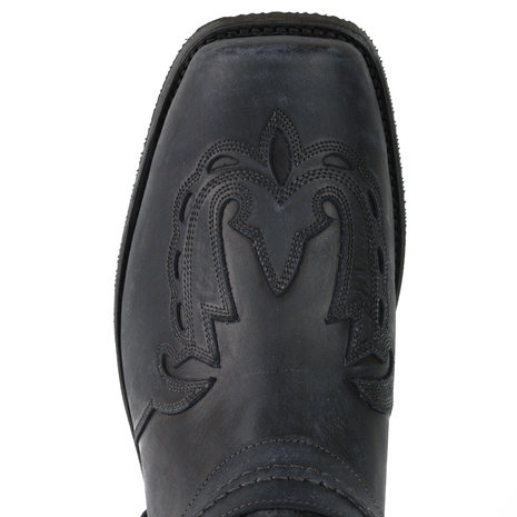 Mayura Boots Indian 2471 Vintage Zwart/Cowboy Biker Laarzen Heren Vierkante Neus Platte Hak Afneembaar Spoor Echt Leer