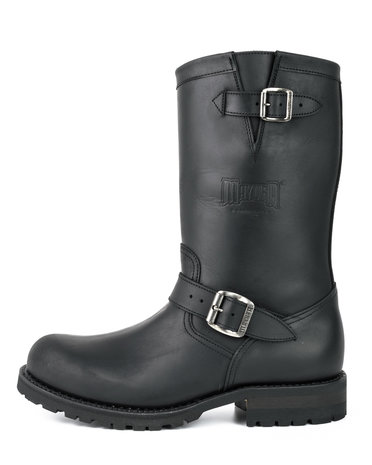 Mayura Boots 18 Zwart/ Biker Dames Heren Motorlaarzen Ronde Neus Anti Slip Zool Echt leer