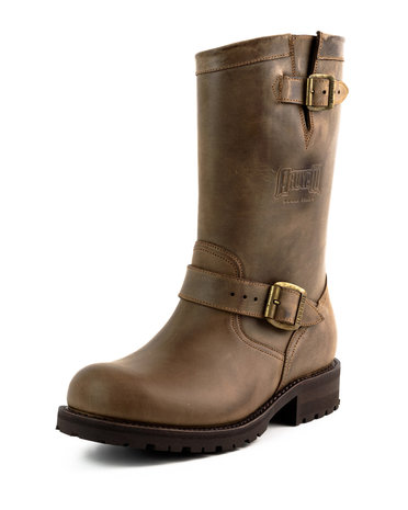 Mayura Boots 18 Bruin/ Biker Dames Heren Motorlaarzen Ronde Neus Anti Slip Zool Echt leer