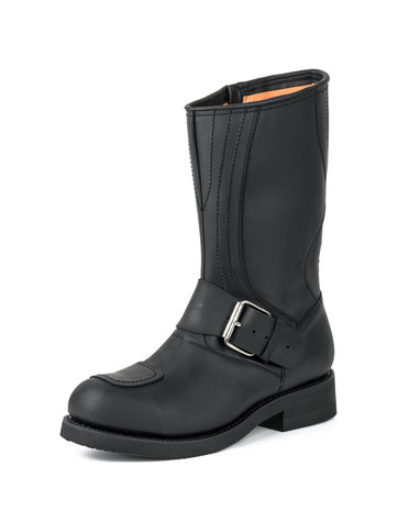 Mayura Boots 1594 Zwart/ Biker Motorlaarzen Dames Heren Ronde Stalen Neus Anti Slip Zool Echt leer