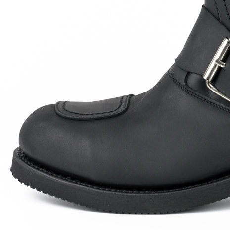 Mayura Boots 1594 Zwart/ Biker Motorlaarzen Dames Heren Ronde Stalen Neus Anti Slip Zool Echt leer