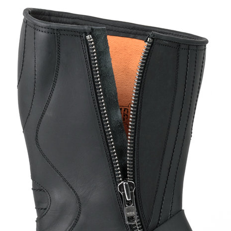 Mayura Boots 1594 Zwart/ Biker Motorlaarzen Dames Heren Ronde Stalen Neus Anti Slip Zool Echt leer