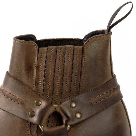 Mayura Boots 04 Bruin/Cowboy Western Enkellaars Heren Dames Vierkante Neus Vast Spoor Elastiek Sluiting