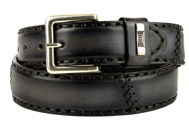 Mayura Riem 925 Antraciet Cowboy Western 4 cm Brede Jeans Riem Verwisselbare Gesp Glad leder