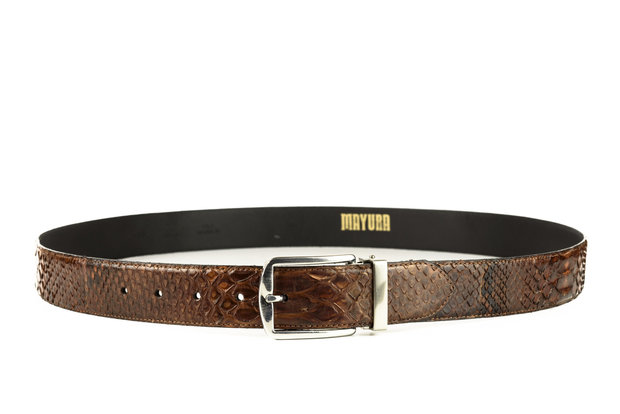 Mayura Riem 810P Cognac Python 3.5cm Breed Verwisselbare Gesp