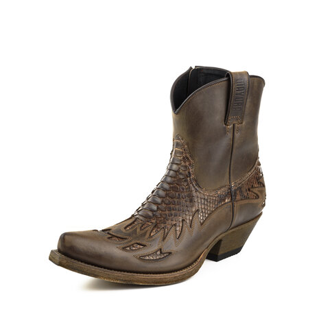 Mayura Boots 12 Bruin/ Kastanje Python Cowboy Western Heren Enkellaars Spitse Neus Schuine Hak Rits Waxed Leather