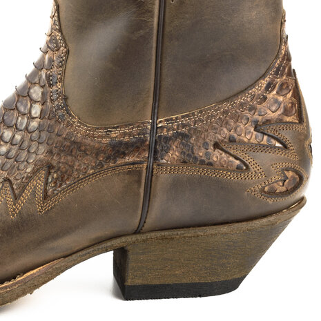 Mayura Boots 12 Bruin/ Kastanje Python Cowboy Western Heren Enkellaars Spitse Neus Schuine Hak Rits Waxed Leather