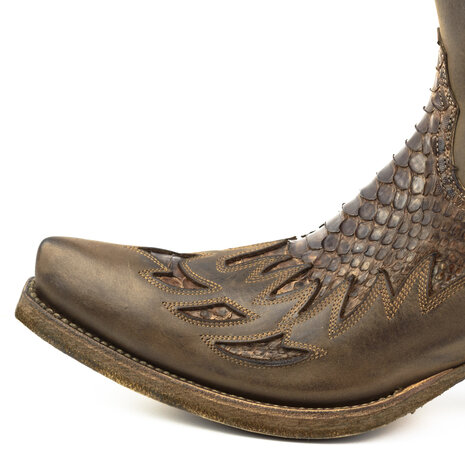 Mayura Boots 12 Bruin/ Kastanje Python Cowboy Western Heren Enkellaars Spitse Neus Schuine Hak Rits Waxed Leather