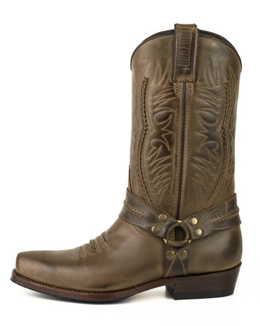 Mayura Boots 07 Bruin/ Motor Biker Western Dames Heren Spitse Laarzen Vlechtwerk Vast Spoor Gewaxt Leer