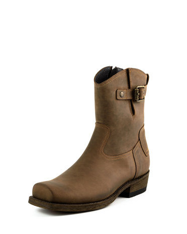 Mayura Boots 05 Bruin/ Biker Western Heren Enkellaars Vierkante Neus Rits Sluiting