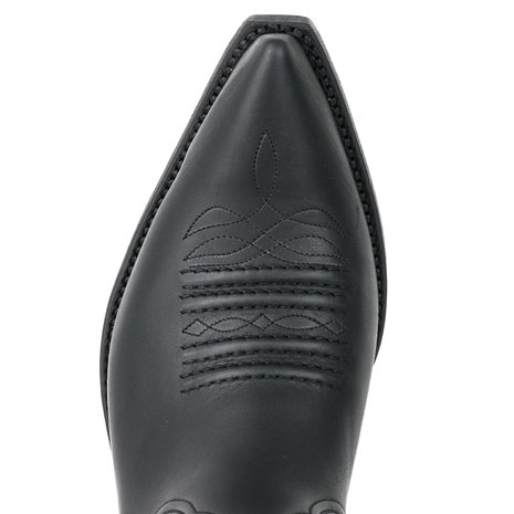 Mayura Boots 20 Zwart/ Unisex Cowboy Western Laarzen Spitse Neus Schuine Hak Sierstikel Wreef Waxed Leer