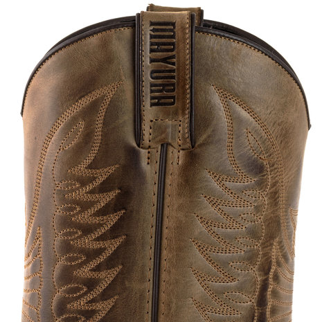 Mayura Boots 20 Kastanjebruin/ Unisex Cowboy Western Laarzen Spitse Neus Schuine Hak Sierstikel Wreef Waxed Leer Schacht