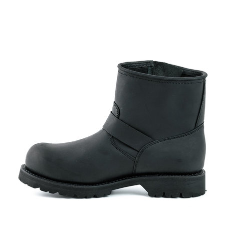 Mayura Boots 1581 Zwart/ Biker Motorlaars Heren Enklelaars Ronde Neus Anti Slip Zool Echt leer