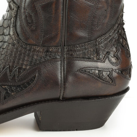 Mayura Boots 1935 Bruin/ Bruin Phyton Spitse Cowboy Western Laarzen Schuine Hak Rechte Schacht Treklussen Goodyear Welted