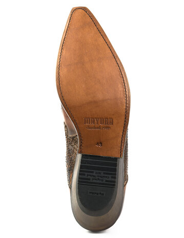 Mayura Boots Rock 2500 Cognac/ Spitse Western Heren Enkellaars Python Schuine Hak Elastiek Sluiting Vintage Look
