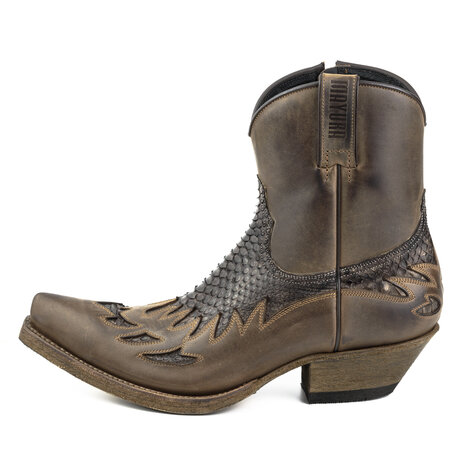 Mayura Boots 12 Bruin/ Bruin Python Cowboy Western Heren Enkellaars Spitse Neus Schuine Hak Rits Waxed Leather