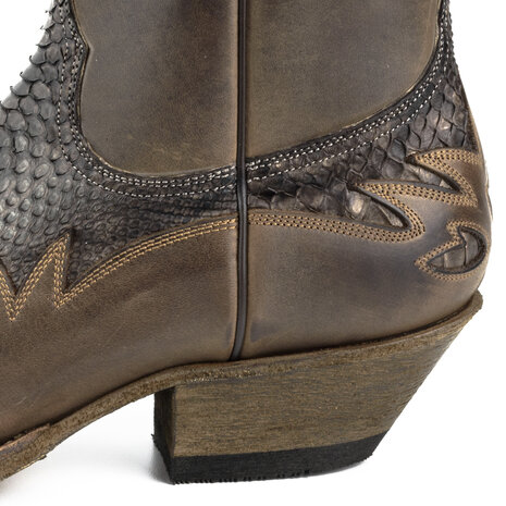 Mayura Boots 12 Bruin/ Bruin Python Cowboy Western Heren Enkellaars Spitse Neus Schuine Hak Rits Waxed Leather