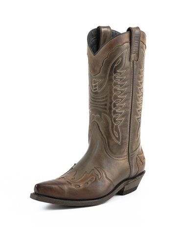 Mayura Boots 17 Taupe Ecotan  Dames Heren Cowboy Western Laarzen Spitse Neus Schuine Hak Waxed Leer vooraanzicht