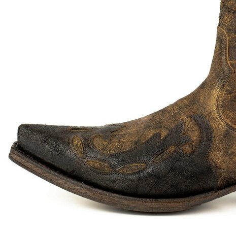 Mayura Boots Thor 1931 Hazelnoot Bruin/ Heren Spitse Western Enkellaars Schuine Hak Elastiek Vintage Look