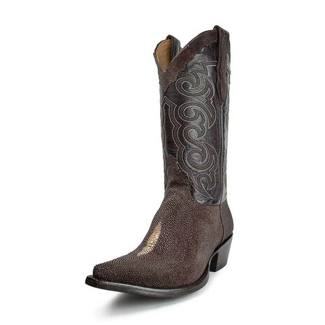 Sendra Boots Texas Mantaraya Chocolate Cuervo Bruin Heren Spitse Exotische Cowboy Laarzen Cubaanse hak Lederen zool
