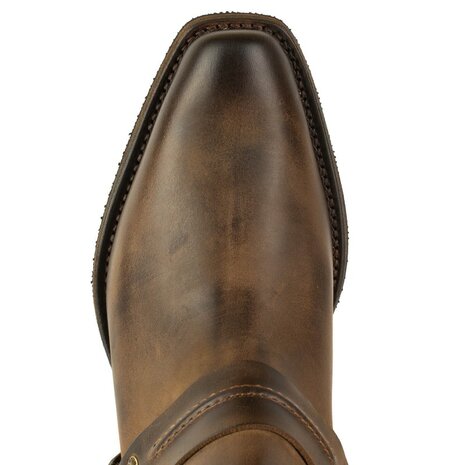Mayura Boots 1444 Bruin/ Biker Cowboy Western Enkellaars Heren Dames Vierkante Neus Vast Spoor Elastiek Sluiting Vintage Geolie