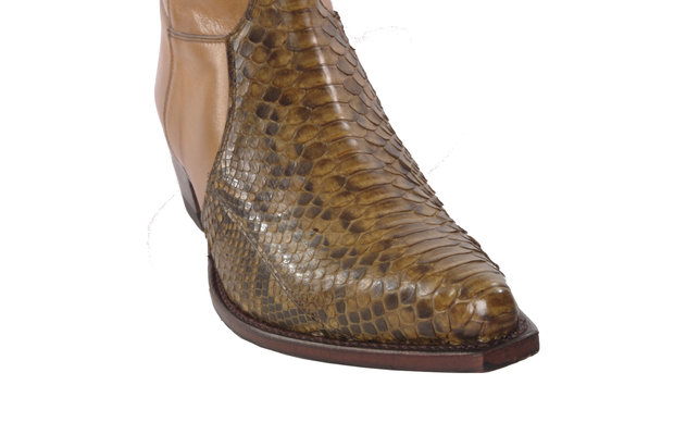 Sendra Boots 5701 Python Pico Bruin Heren Cowboy Enkellaars Spitse Neus Beetje Schuine Hak Rits Sluiting