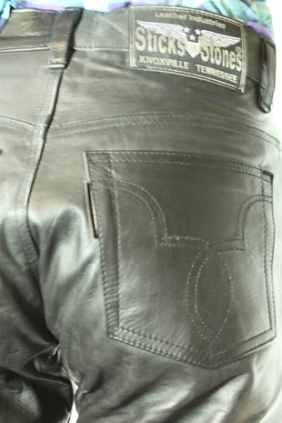 sticks and stones leren jeans semi analine zwart