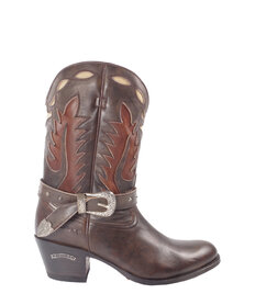 Sendra Boots 15253 Debora Bruin Half Hoge Western Ibiza Dames Laarzen Lederen zool Ronde Neus Beetje Schuine Hoge Hak Echt Leer