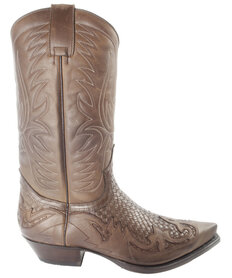 Sendra Boots 3241 Trenzado Cuervo West Bruin Spitse Echte Cowboy Heren Laarzen Beetje Schuine hak Lederen Zool Gevlochten Wreef  Echt Leer