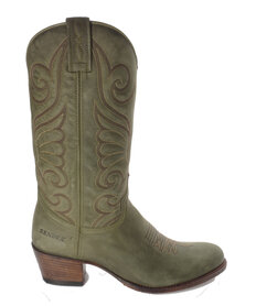 Sendra Boots 11627 Debora Groen Dames Westernlaars Ronde Neus Lederen Zool  Beetje Schuine Hak Echt Leer
