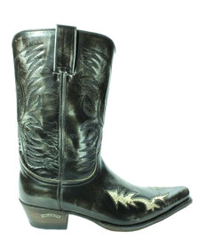 Sendra Boots 9393 Mimo Zwart Heren Cowboy Western Boots Python Spitse Neus Schuine Hak Lederen Zool Glanzend Leer Vintage Look Echt Leer